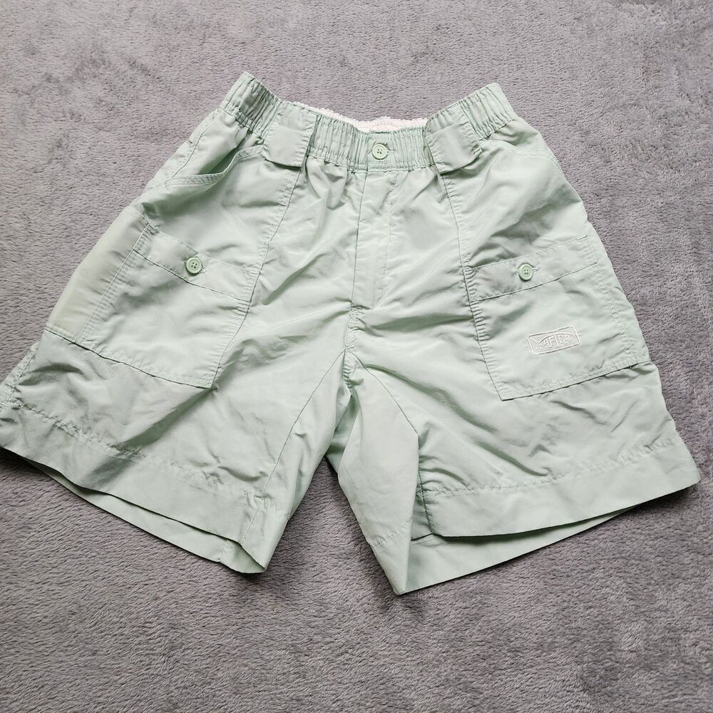 AFTCO Mens 30 Light Green Utility Shorts 8 Inseam 100% Nylon Fishing Outdoor